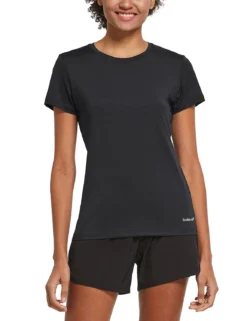 Women's Short-Sleeve Quick-Dry Crewneck Running Shirt -Baleaf Clothing Shop abd349 BK I 3