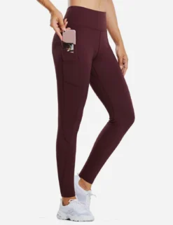 Laureate Thermal Zipper Pocket Leggings -Baleaf Clothing Shop abd441 Wine 01