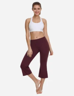 Laureate Women's Flare Capri Leggings -Baleaf Clothing Shop abh111 Ruby Wine