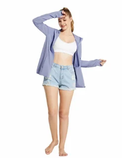 Laureate Women's UPF 50+ Cooling Hooded Zip-Up Jacket -Baleaf Clothing Shop acg057 Blue 02