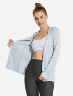 Laureate Women's UPF 50+ Cooling Hooded Zip-Up Jacket -Baleaf Clothing Shop acg057 LightBlue 03