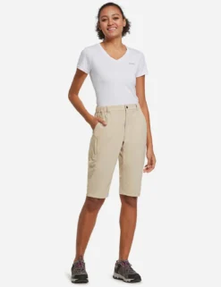 Flyleaf UPF50+ DWR Knee-Length Shorts -Baleaf Clothing Shop agb035 Khaki 04