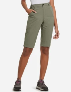 Flyleaf UPF50+ DWR Knee-Length Shorts -Baleaf Clothing Shop agb035 Sage Green 01