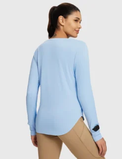 Rounded Hem Slim Crew Neck Long Sleeve -Baleaf Clothing Shop bfo001