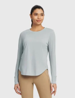 Rounded Hem Slim Crew Neck Long Sleeve -Baleaf Clothing Shop bfo001 78585436 252d 41da 9629 e900838af8a7