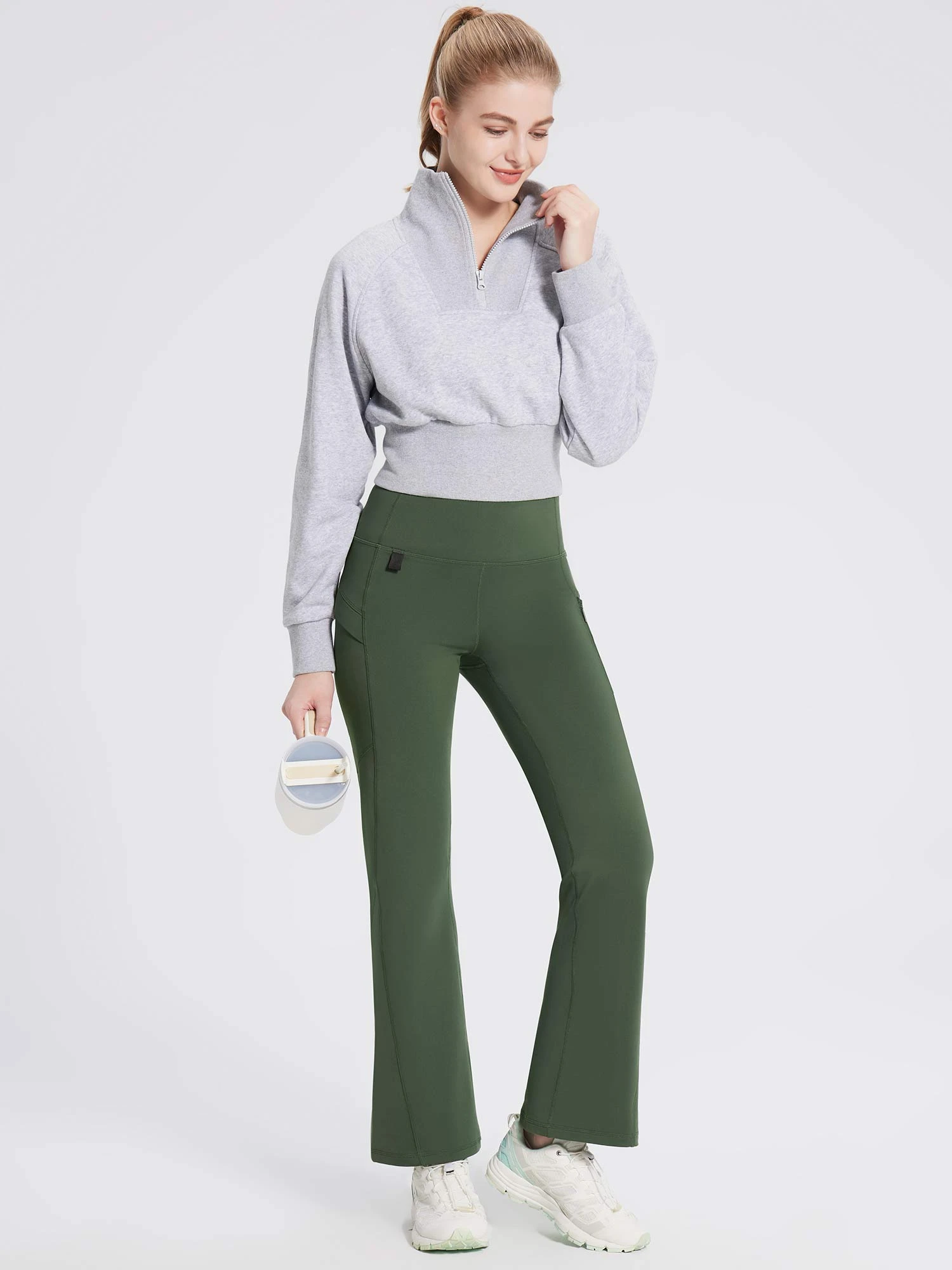 Laureate Fleece-Lined Zip Pocket Compression Flare Pants 8 Laureate Fleece-Lined Zip Pocket Compression Flare Pants - Image 8