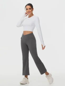 27" Micro-flare Skinny Knit Fleece Pants -Baleaf Clothing Shop bfo064 6