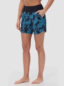 Women's 5" UPF 50+ Printed Swim Board Shorts -Baleaf Clothing Shop bfs013 Blue 4