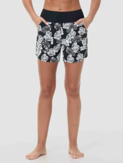 Women's 5" UPF 50+ Printed Swim Board Shorts -Baleaf Clothing Shop bfs013 White 1