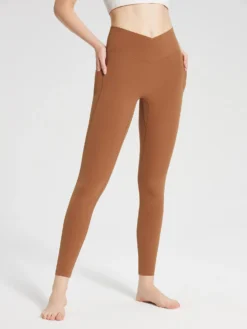 Lycra Cross-Waist High-Rise Leggings