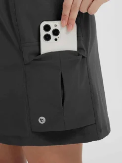 Women's 16" UPF 50+ Quick-Dry Hiking Cargo Skort -Baleaf Clothing Shop bgo026 Black 4