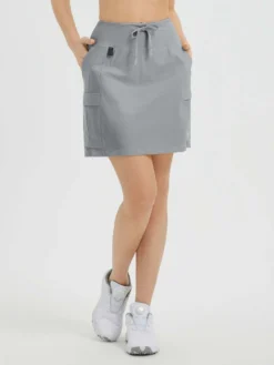 Women's 16" UPF 50+ Quick-Dry Hiking Cargo Skort -Baleaf Clothing Shop bgo026 Gray 1