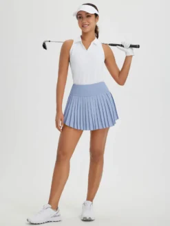 Evening Drift 2+1 Zipper Pockets Pleated Skirt -Baleaf Clothing Shop bgr022 6