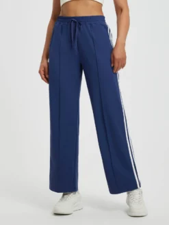 Women’s Running Side-Panel Contrast Fleece Straight-Leg Pants