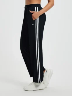 Women’s Running Side-Panel Contrast Fleece Straight-Leg Pants -Baleaf Clothing Shop bgr039 2