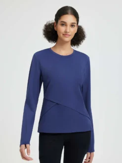 Women’s Running Striped Fleece Long-Sleeve T-Shirt -Baleaf Clothing Shop bgr047 1