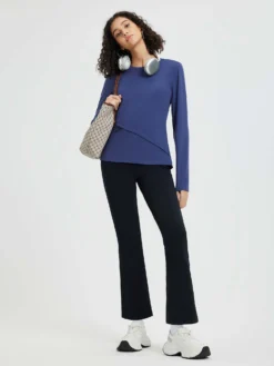 Women’s Running Striped Fleece Long-Sleeve T-Shirt -Baleaf Clothing Shop bgr047 6