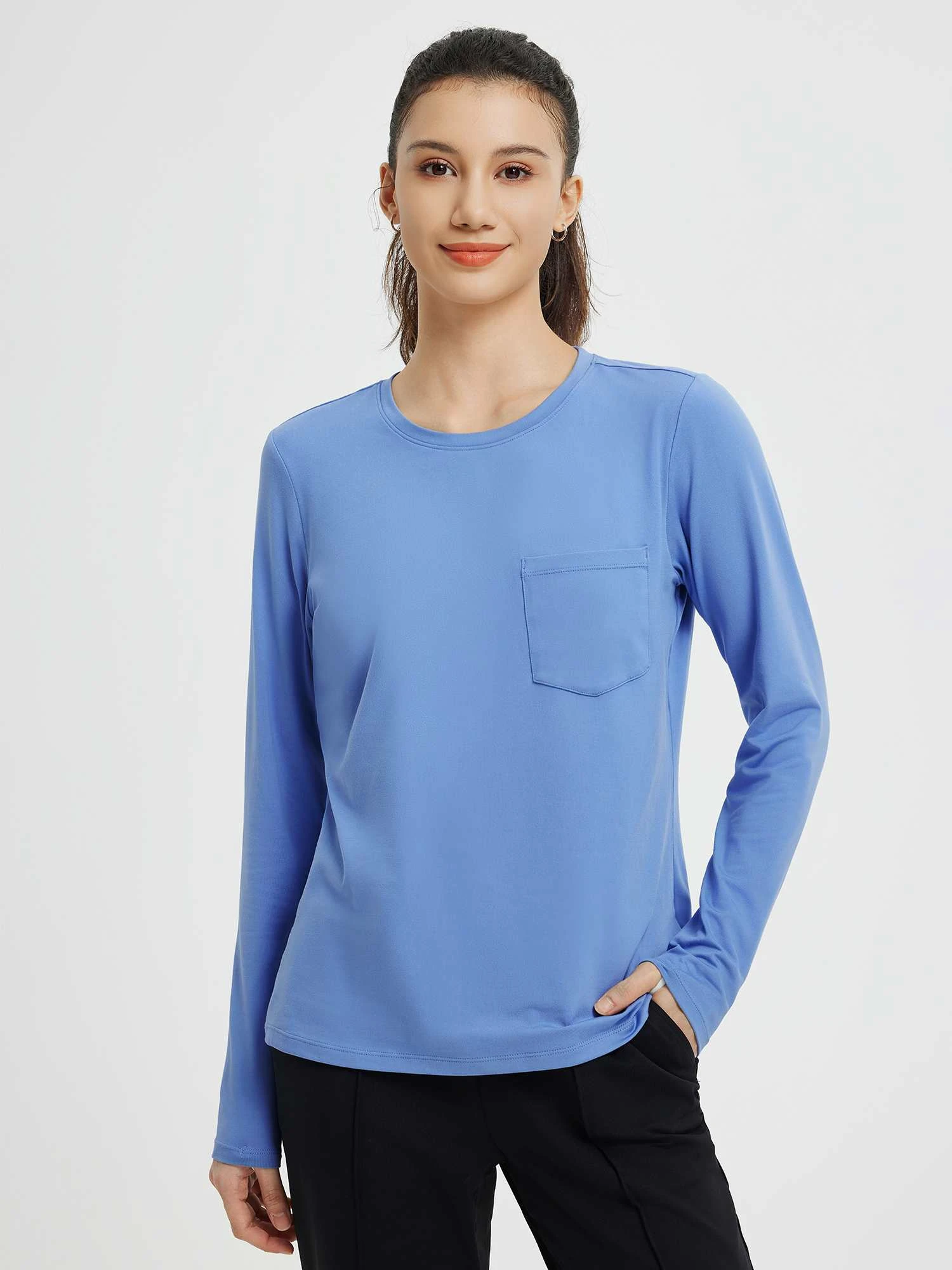 Running Flat Hem Front Chest Pocket Long Sleeve Shirt 7 Running Flat Hem Front Chest Pocket Long Sleeve Shirt - Image 7