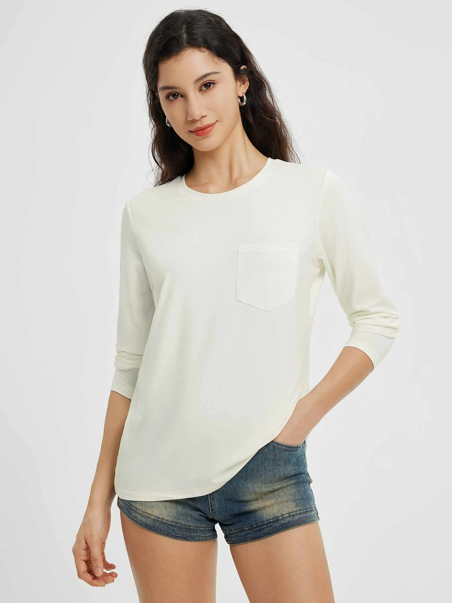 Running Flat Hem Front Chest Pocket Long Sleeve Shirt 4 Running Flat Hem Front Chest Pocket Long Sleeve Shirt - Image 4