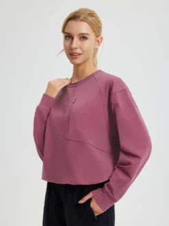 Running Plug-in Loose Fleece Long Sleeve T-Shirt -Baleaf Clothing Shop bgr051 2