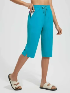 Women's 15" UPF 50+ Quick-Dry Swim Capris -Baleaf Clothing Shop bgs003 AquaBlue 2