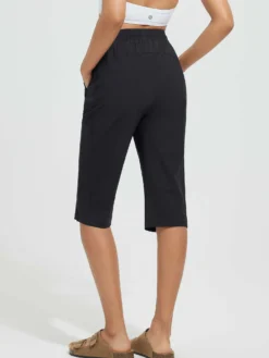 Women's 15" UPF 50+ Quick-Dry Swim Capris -Baleaf Clothing Shop bgs003 Black 1