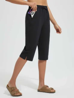 Women's 15" UPF 50+ Quick-Dry Swim Capris -Baleaf Clothing Shop bgs003 Black 4