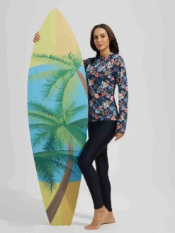 Women's 1/4 Zip Printed Rash Guard -Baleaf Clothing Shop bgs032 4
