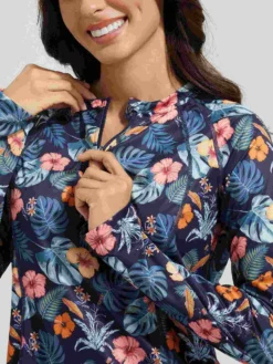 Women's 1/4 Zip Printed Rash Guard -Baleaf Clothing Shop bgs032 5