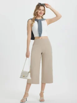 Secret Breeze High-Rise Wide-Leg Capris -Baleaf Clothing Shop bgy032 7 68184511 9144 4ca9 b89f 9244d8711597