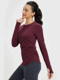 Yoga Side Drawstring Long Sleeve Shirt -Baleaf Clothing Shop bgy069 2