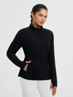 Women’s Yoga Drawstring-Waist Fleece Hoodless Jacket -Baleaf Clothing Shop bgy071 2 4798ad57 be94 474a 9788 b64ef1e9ee4d