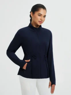 Women’s Yoga Drawstring-Waist Fleece Hoodless Jacket -Baleaf Clothing Shop bgy071 2 fce26f52 6028 4103 8a3a 9a5efff46302