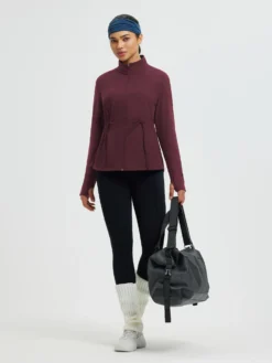 Women’s Yoga Drawstring-Waist Fleece Hoodless Jacket -Baleaf Clothing Shop bgy071 6 1c8ecff9 70f6 450b a194 91667655953f