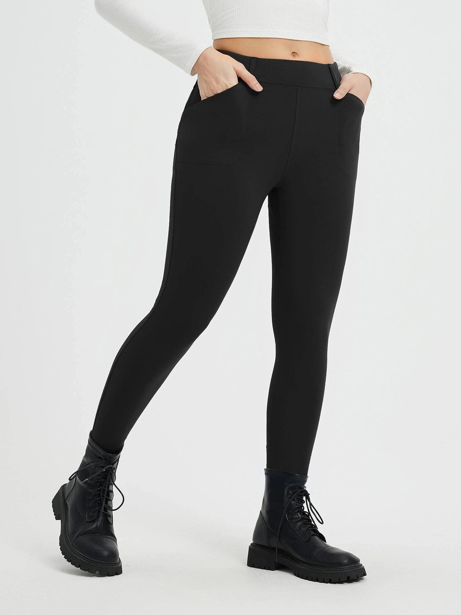 Women's Yoga Streetwear Multi-Pocket Fleece High-Waisted Leggings 18 Women's Yoga Streetwear Multi-Pocket Fleece High-Waisted Leggings - Image 18