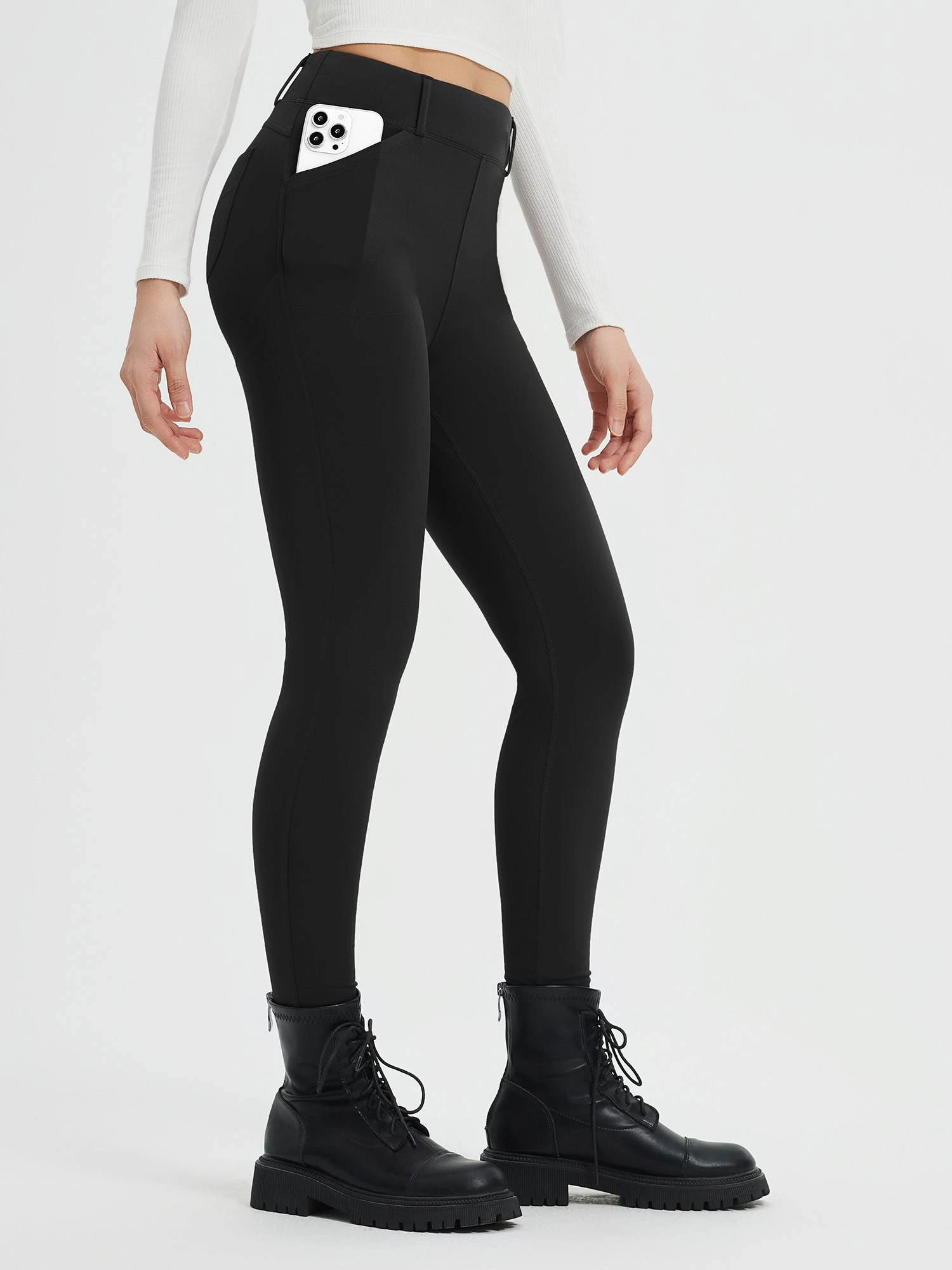 Women's Yoga Streetwear Multi-Pocket Fleece High-Waisted Leggings 19 Women's Yoga Streetwear Multi-Pocket Fleece High-Waisted Leggings - Image 19