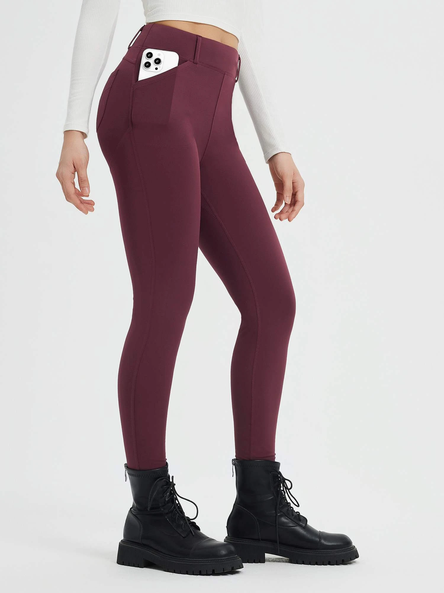 Women's Yoga Streetwear Multi-Pocket Fleece High-Waisted Leggings 8 Women's Yoga Streetwear Multi-Pocket Fleece High-Waisted Leggings - Image 8