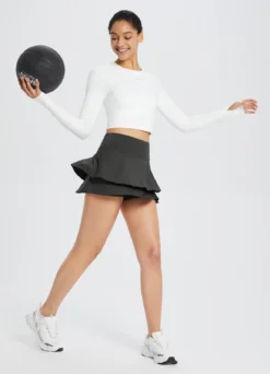 Women's High-Waisted Pleated Running Skirt With Ruffle Hem -Baleaf Clothing Shop dbd022 6 09551cf1 1587 4ef6 b868 abf39d724cd6