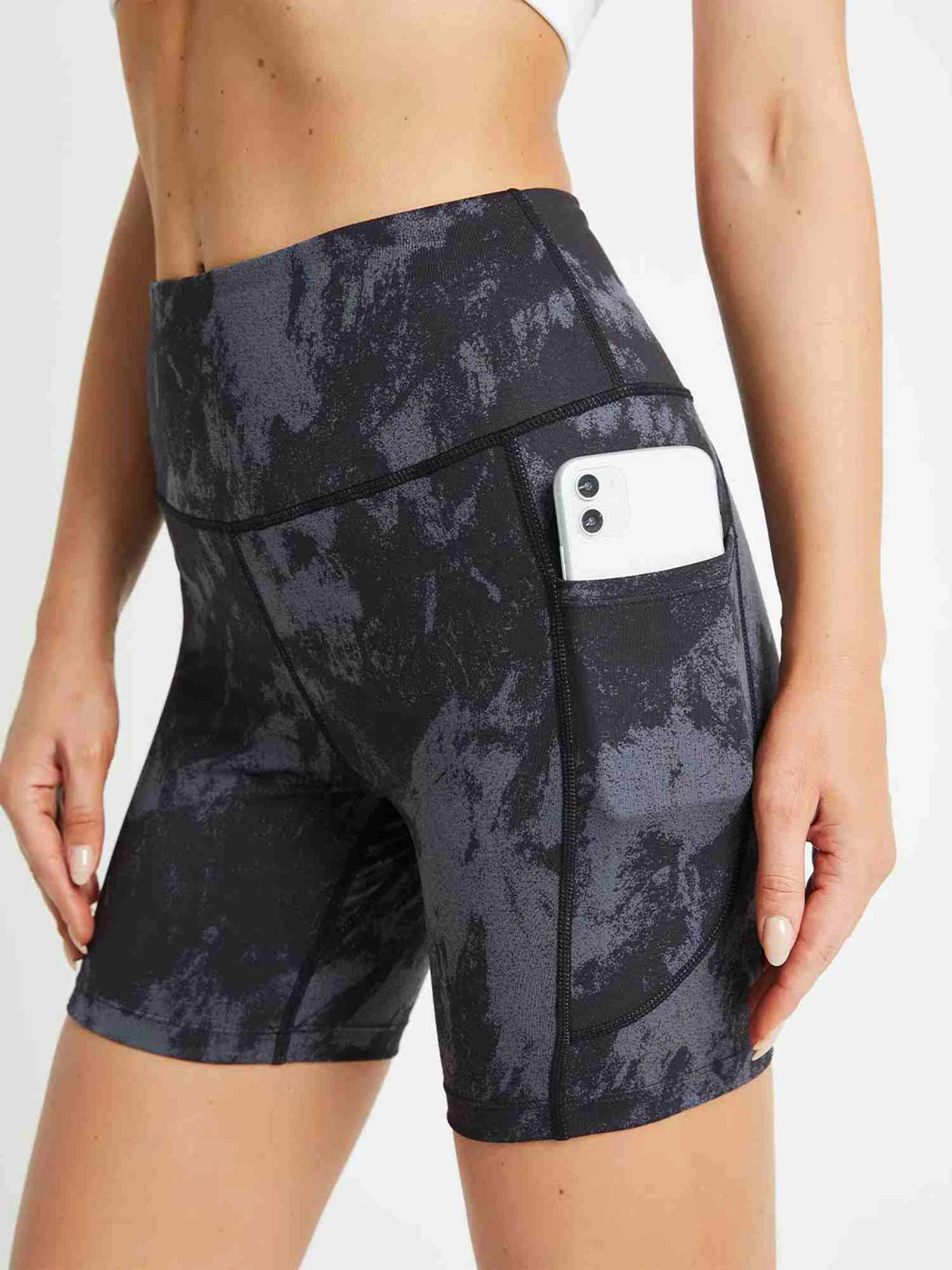 Women's High-Waisted Printed Yoga Shorts 2 Women's High-Waisted Printed Yoga Shorts - Image 2