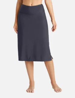 High Waisted Split-Hem Swim Dress -Baleaf Clothing Shop dcg012 DarkGray 1