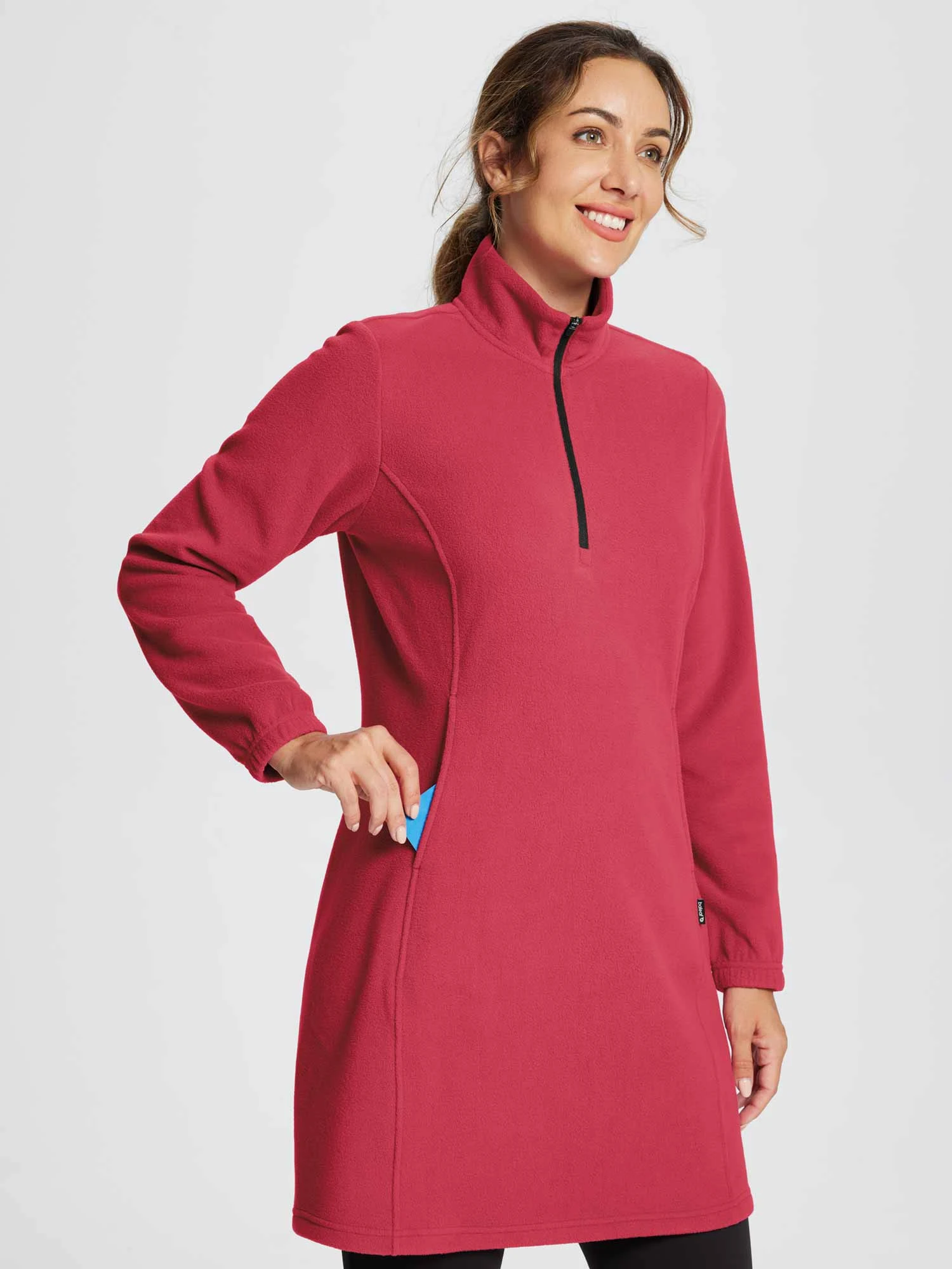 Long-Sleeve Quarter Zip Thermal Tunic Dress 6 Long-Sleeve Quarter Zip Thermal Tunic Dress - Image 6