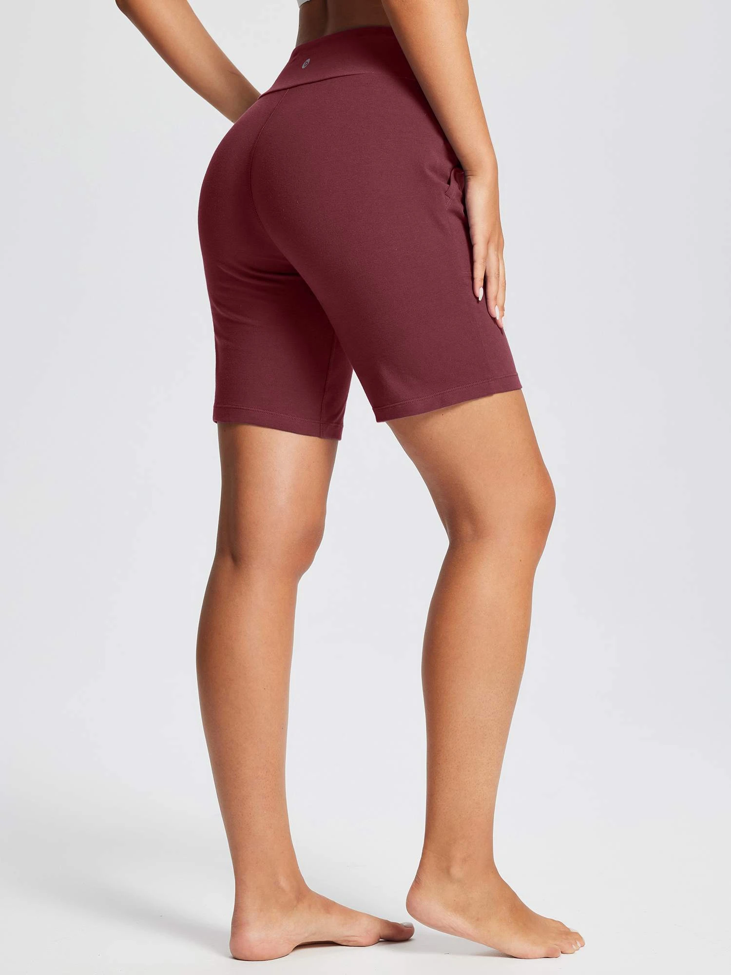 8" Yoga Knit Waistband Straight Leg Knee Shorts 9 8" Yoga Knit Waistband Straight Leg Knee Shorts - Image 9