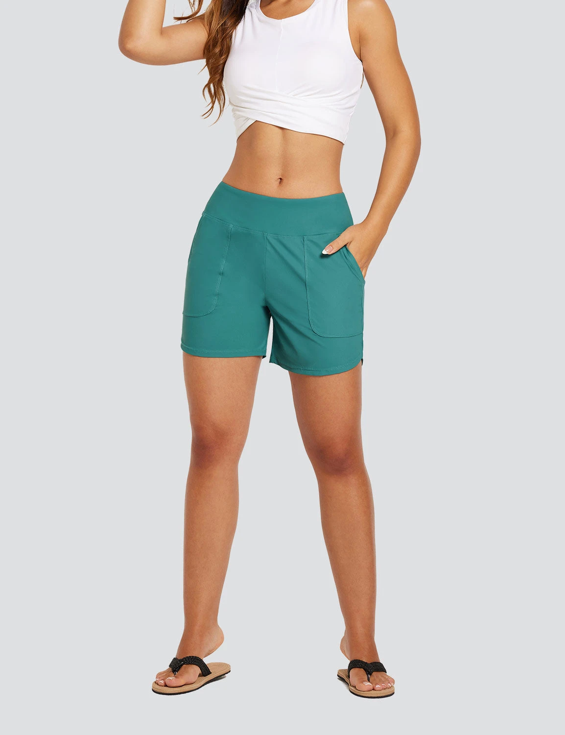 Flyleaf Women's 5" UPF 50+ High-Rise Swim Shorts 2 Flyleaf Women's 5" UPF 50+ High-Rise Swim Shorts - Image 2