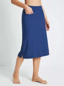 High Waisted Split-Hem Swim Dress -Baleaf Clothing Shop ecg012 NavyBlue 2