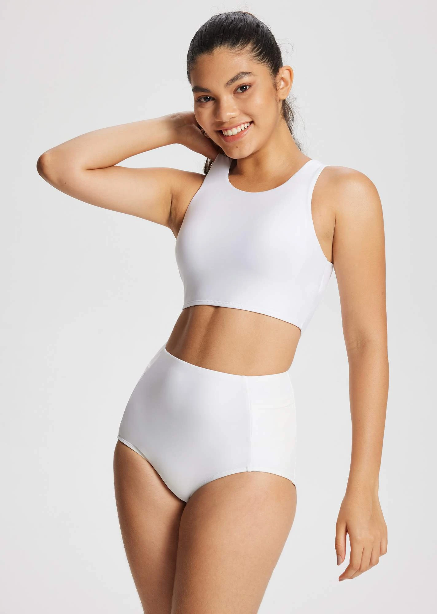 Women's Solid High-Neck Swim Bra Top 1 Women's Solid High-Neck Swim Bra Top