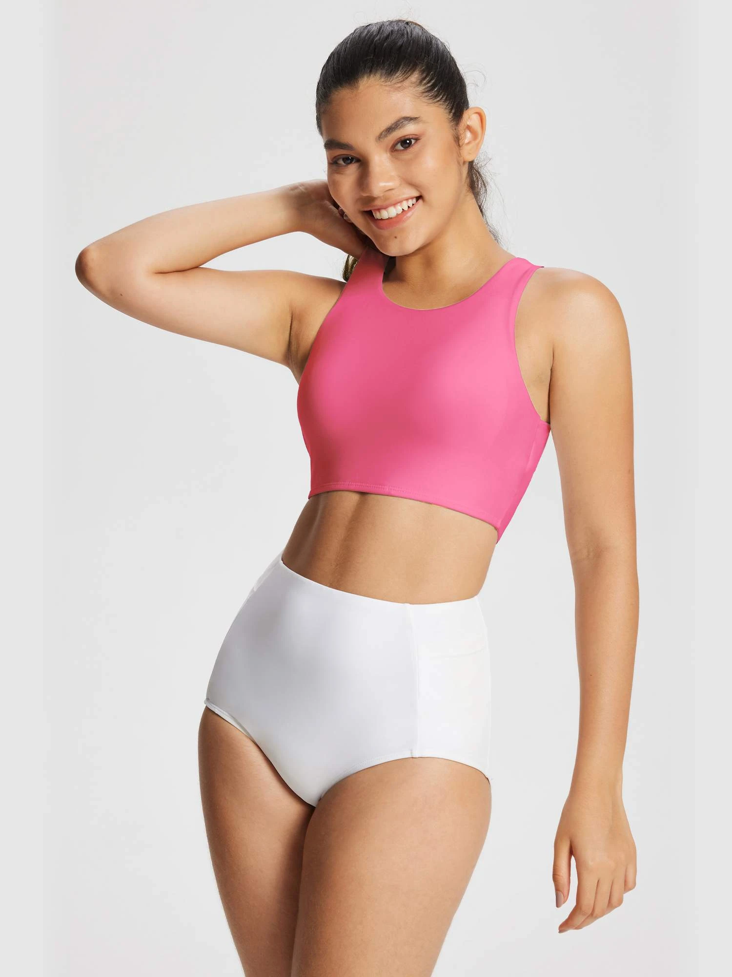 Women's Solid High-Neck Swim Bra Top 12 Women's Solid High-Neck Swim Bra Top - Image 12