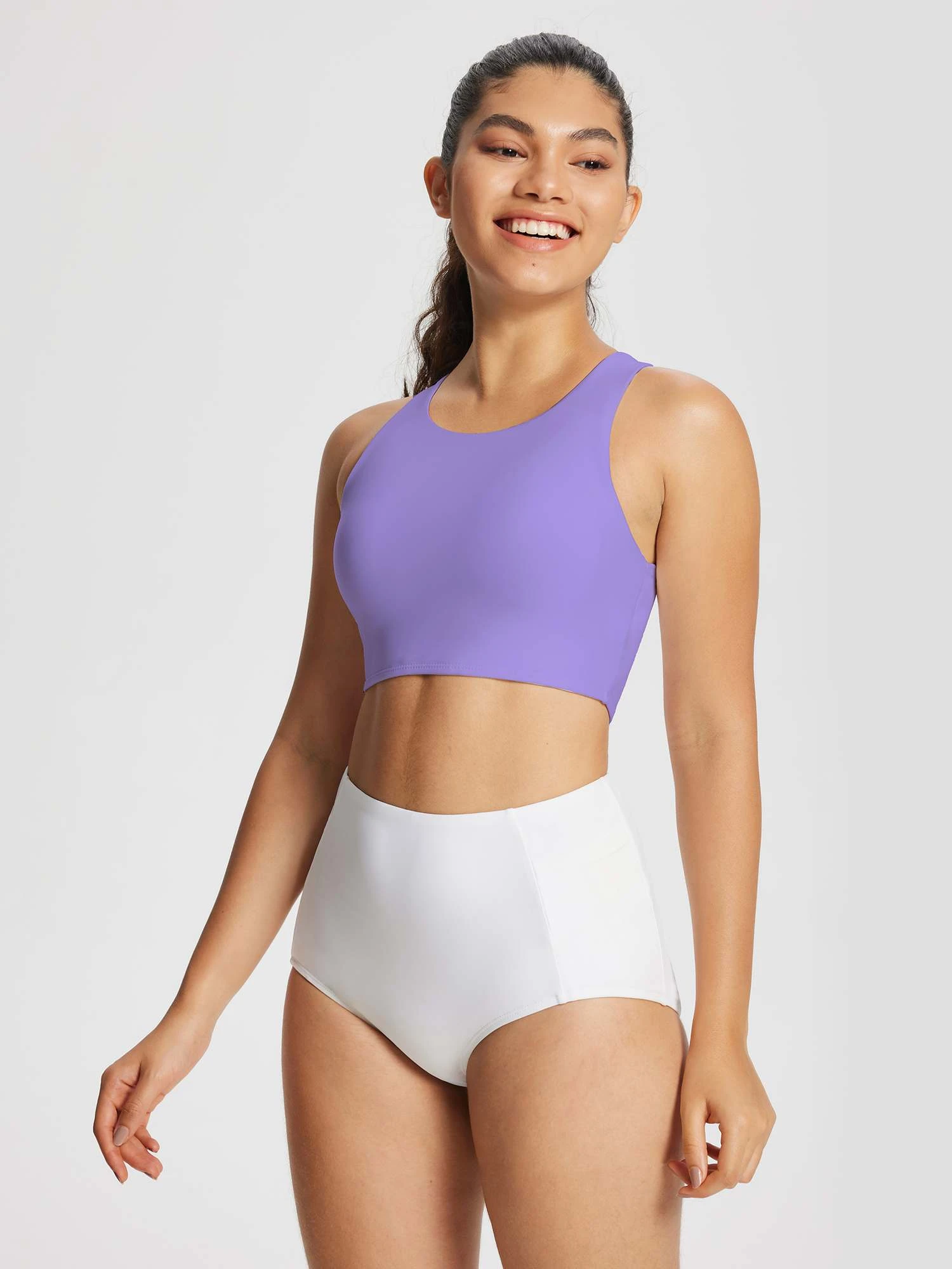 Women's Solid High-Neck Swim Bra Top 16 Women's Solid High-Neck Swim Bra Top - Image 16