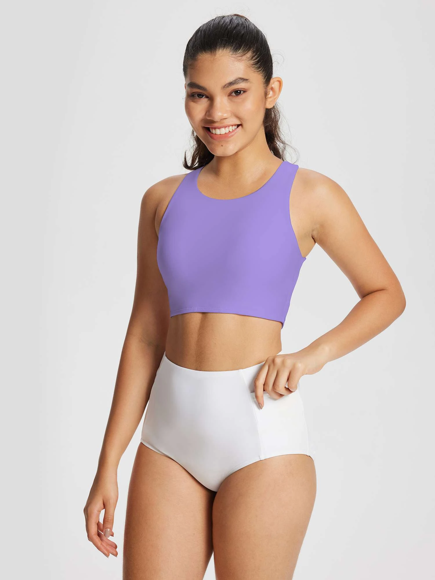 Women's Solid High-Neck Swim Bra Top 18 Women's Solid High-Neck Swim Bra Top - Image 18