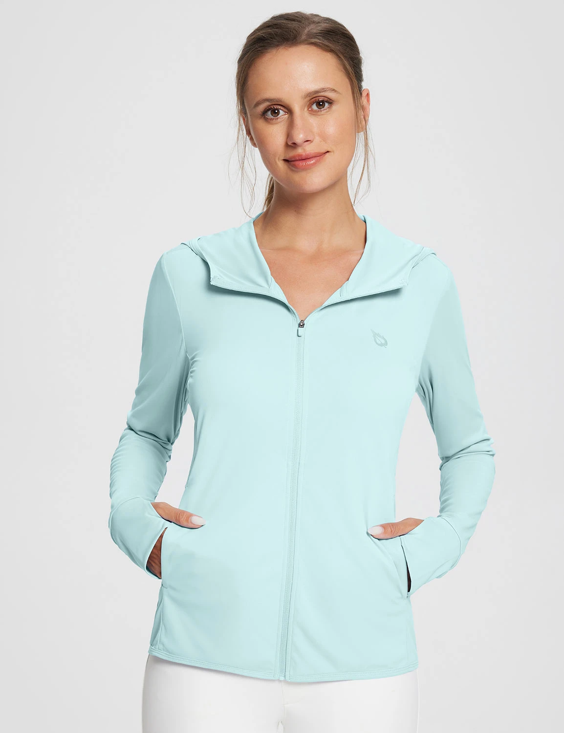 Women's UPF 50+ Lightweight Hooded Zip-Up Jacket 1 Women's UPF 50+ Lightweight Hooded Zip-Up Jacket